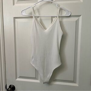 White Ribbed Bodysuit